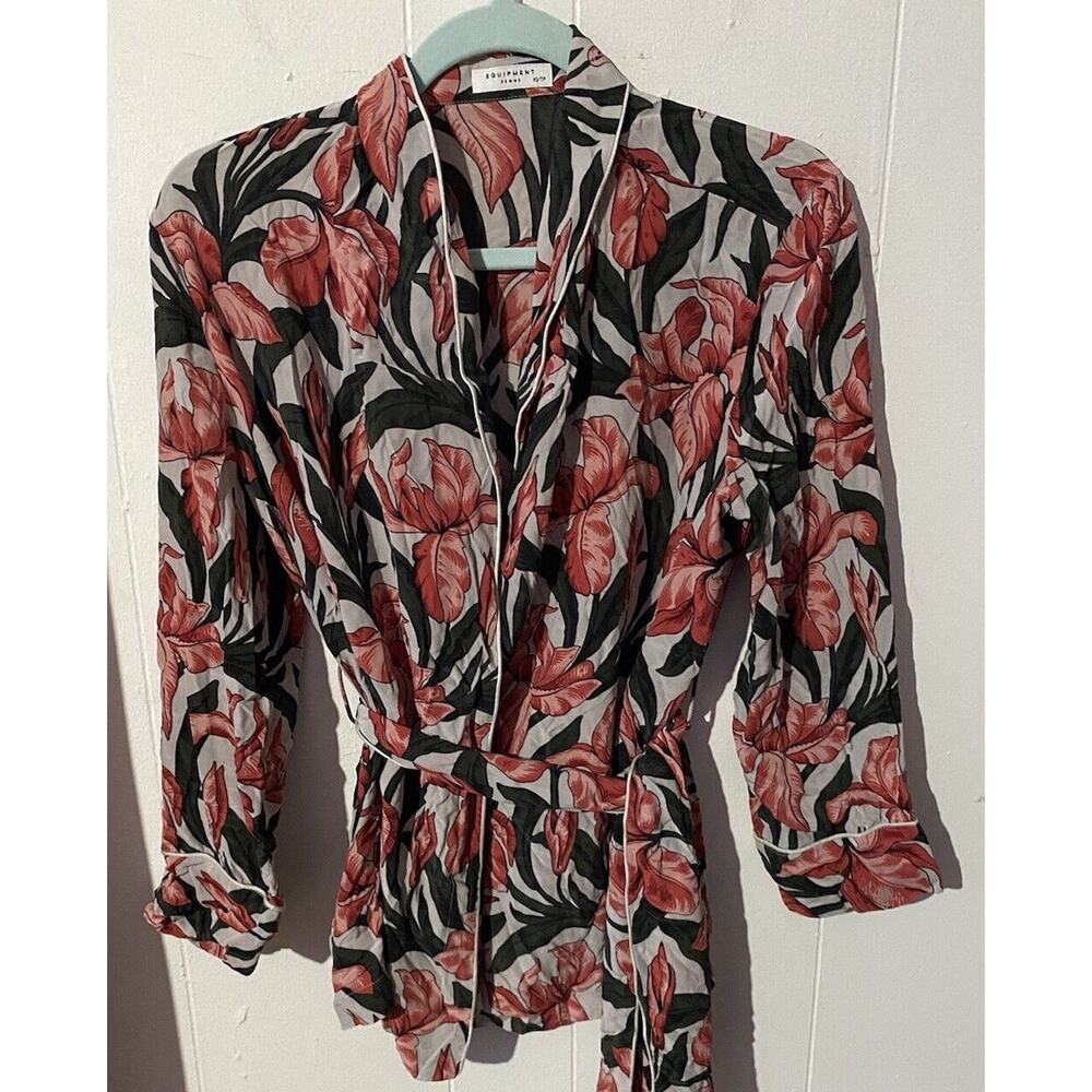 Equipment Floral Silk Wrap Top Size Xsmall
